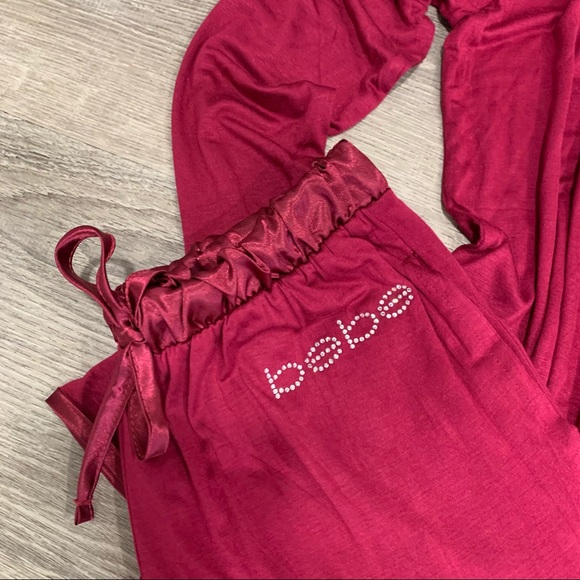 *NWT Bebe Logo Embellished Rhinestone Logo Pajama Sleepwear Set - Picture 2 of 5